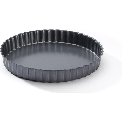 De Buyer Stampo in Acciaio Antiaderente Tortiera con Bordi Dritti con scanalature, 4705.20, Nero, Diametro cm 20 (1/3)