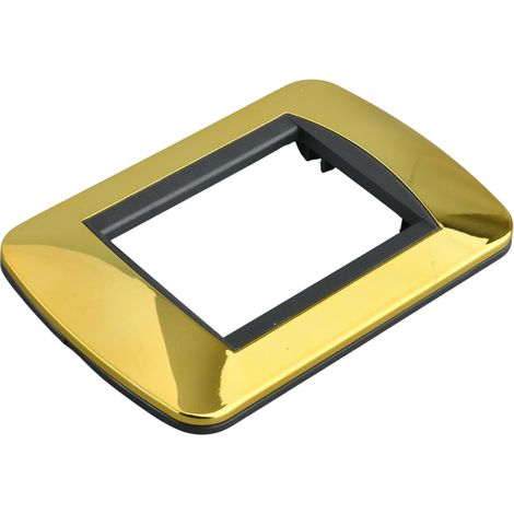 Placca Plastica Ovale MBL 3 Moduli/Posti Compatibile Bticino Living 17 Colori Disponibili (Oro Lucido)