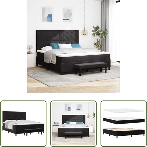 Samt - Boxspringbett mit Matratze Schwarz 180 x 200 cm Samt (1/5)
