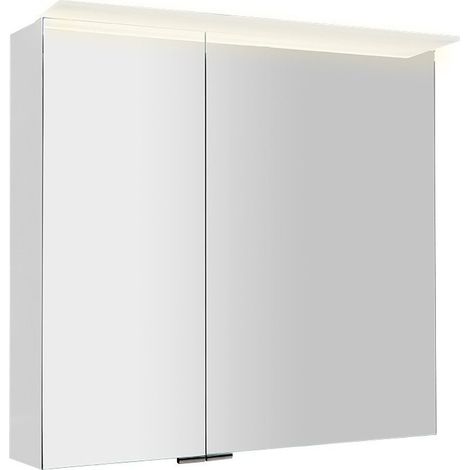 Armoire à miroir LINEX avec. Lumière LED, 80x70x15cm, blanc (1/4)