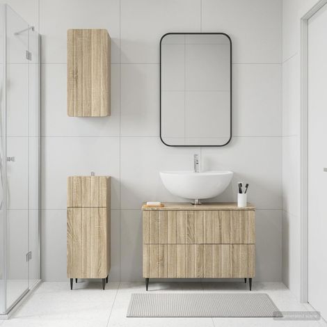 vidaXL 3 Piece Bathroom Cabinet Set ZWOLLE Sonoma Oak Engineered Wood (1/5)