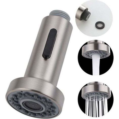 2-mode replacement faucet head pull-out spray head for kitchen faucet, for retractable mixer tap, G1/2", brushed (1/4)
