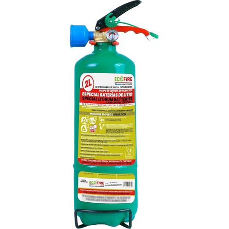 Simonrack – Extincteur ECOFIRE 2L pour feux ABFL – Éteint batteries lithium – Support de montage inclus – Certifié européen