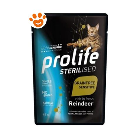 Prolife Cat Sterilized Grainfree Sensitive Renna - Prolife Cat Sterilized Grainfree Sensitive Renna - Bustina Da 85 Gr (1/3)