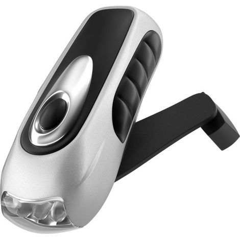 Lampe torche portable à manivelle, en plastique noir (1/5)