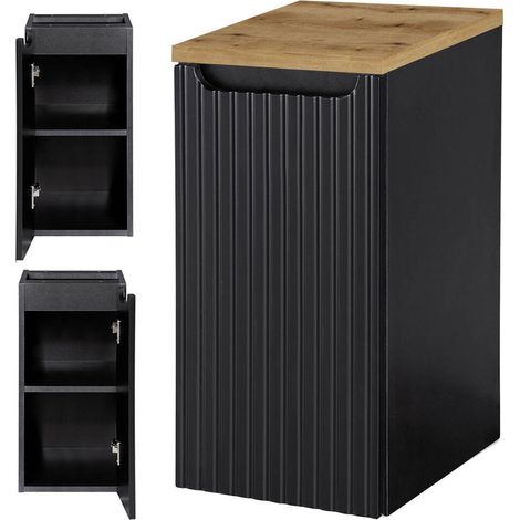 Mobile lavabo da bagno con 1 anta 30 x 60 x 40 cm scanalato effetto rovere/nero 030009944