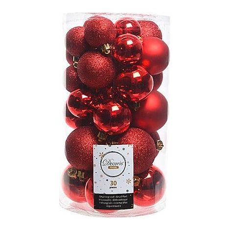 Boîte de 30 boules de Noël rouges - Maxiburo (1/3)
