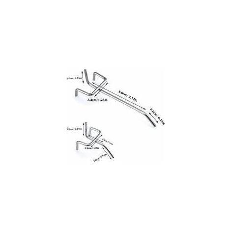30 Pcs Panneaux Perforés Crochets Métal Crochets pour Panneau perforé accessoires-10 cm et 5 cm Crochet Simple Ensemble Pour Les Garages, Les Remises à Outils,Les Ateliers-RAPANDA (1/3)