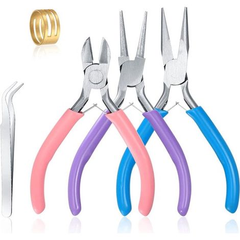 Alicates para joyería KZQ de 3 piezas: alicates para joyería con alicates de punta fina, para reparar cuentas al hacer joyas (1/5)