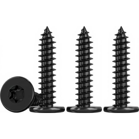 M5 Mince Vis Autotaraudeuses à Tête Plate M5x25mm Vis Torx à Bois Inox Noir 304 Vis Placo à Tête, Entièrement Fileté, 50 Pièces (1/5)