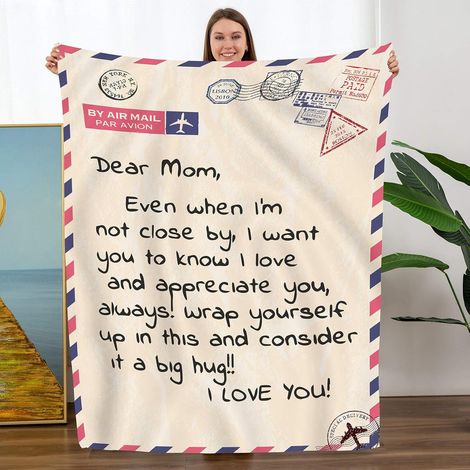 1 funda, carta manuscrita, 100% poliéster microfibra, 140x178 cm, bolsa de almacenamiento, regalo de cumpleaños/Día de la Madre (1/5)