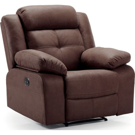 Les Tendances – Fauteuil relax manuel 1 place en nubuck marron – Confort optimal avec assise en ressorts ensachés – Dimensions L 102 x P 90 x H 104 cm (1/5)