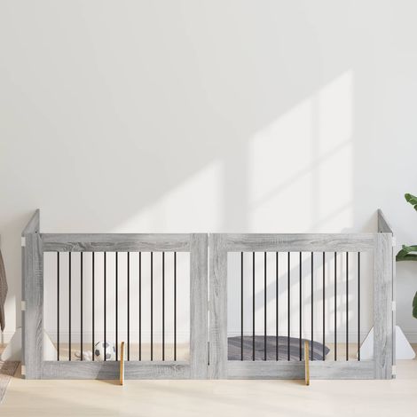 vidaXL Cancello per cani con supporti 4 pcs Grigio Sonoma 100 x