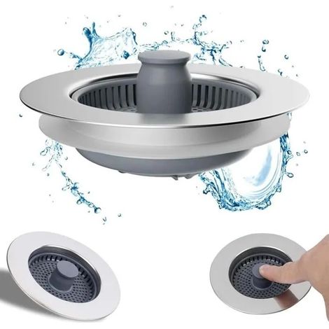 Bouchon Evier Cuisine, Filtre Evier Cuisine Universel, Bonde Evier Cuisine, Grille Evier Cuisine, Panier pour Evier Vidange Rapide (1/5)