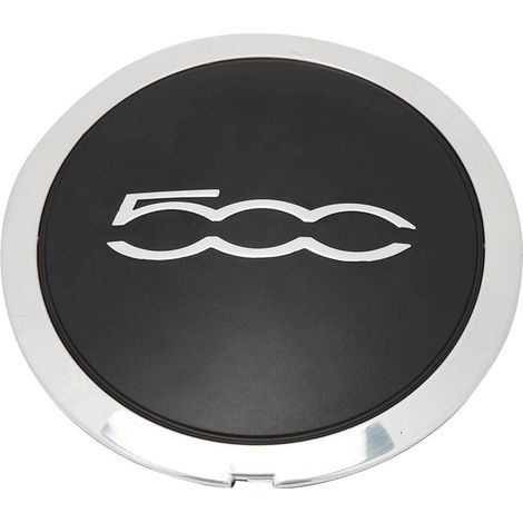 Cache-moyeu central de roue, avec garniture chromée 68078419AC, résistant à la chaleur, pour FIAT 500, inscription « cercle blanc ». (1/5)