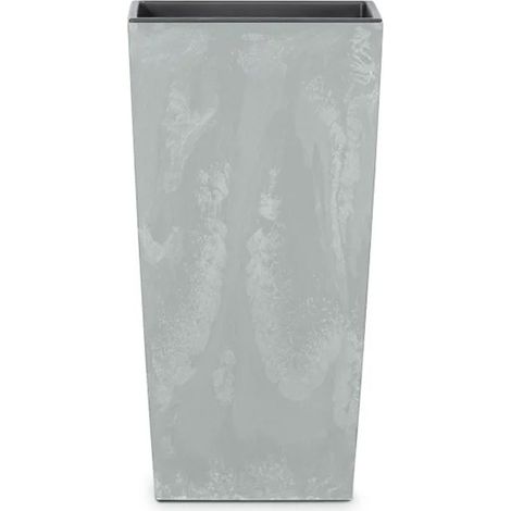 Lem Select – Grand pot de fleurs carré 40x40x75cm – Matériau plastique résistant – Design effet béton pour intérieur et extérieur – Volume 91,5L (1/3)