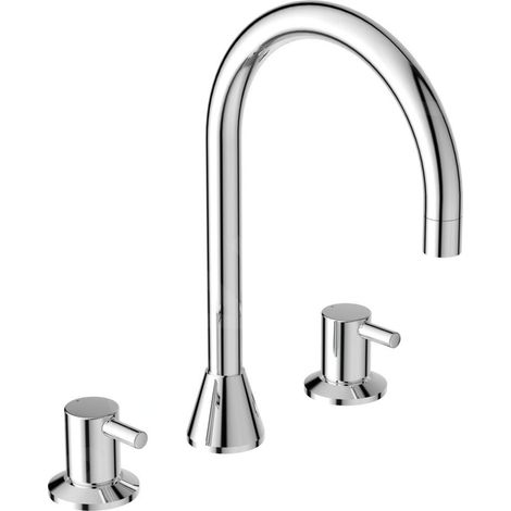 Ideal Standard CeraLine - Mitigeur de lavabo, installation 3 trous, chrome BC196AA (1/2)