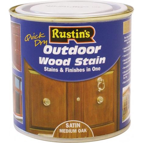 Rustins ESMO250 Quick Dry Exterior Woodstain Satin Medium Oak 250ml RUS1920