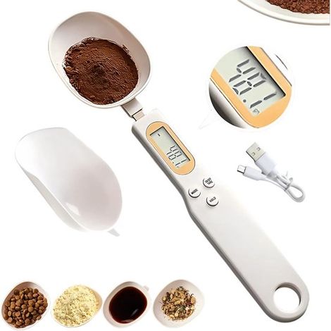 Cuchara medidora digital Balanza electrónica Cuchara pesar polvo Ingredientes té Especias Repostería Cucharas medidoras gramos precisión 0,1 g (1/5)