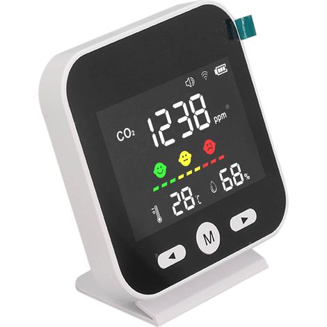Détecteur CO2 Température Humidité Blanc Écran LCD Intelligent WIFI Compatible Tuya Analyseur Qualité Air (1/5)