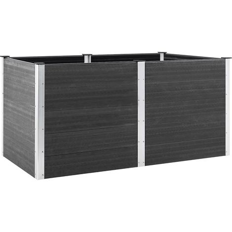 Lit surélevé de jardin moderne 200 x 100 x 91 cm usage extérieur designs élégant en WPC gris (1/5)
