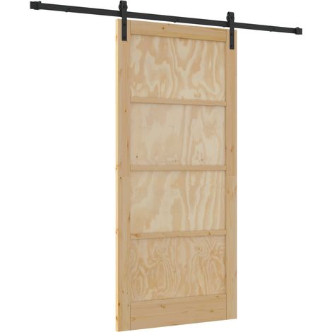Porte coulissante 93 x 202 cm Bois d'ingénierie Naturel et noir vidaXL