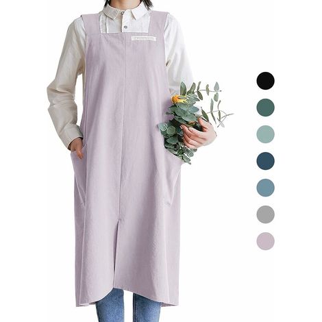 Cotton Aprons for Women and Men Crossover Apron with Pockets (1/3)
