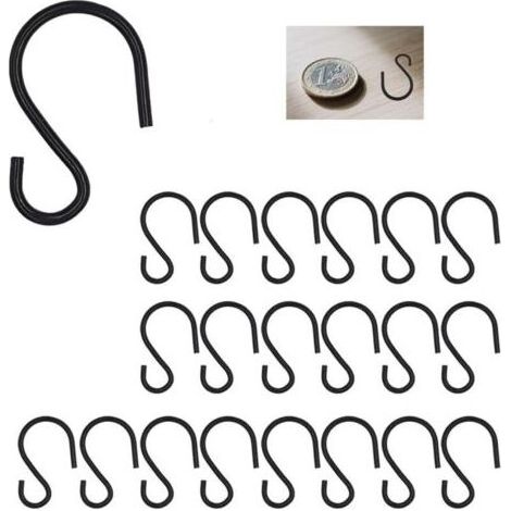 Set mit 20 S-förmigen Haken, Metallhaken für Küche, Bad, Schlafzimmer, Mini-S-Haken (Schwarz) (1/4)