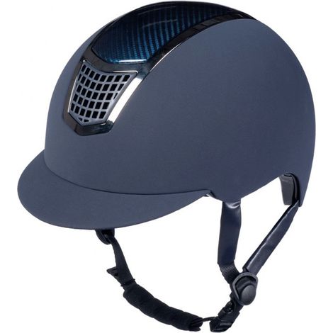 Casco da equitazione adulto omologato VG1 con imbottitura intercambiabile modello Carbon Professionel: 56-58 cm, blu scuro 6900 (1/5)