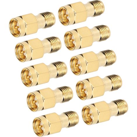 Lot de 10 Adaptateurs SMA Inversé Mâle vers Femelle, Connecteur de Conversion RF 50 Ohms, Filetage Inverse, pour Câble Coaxial (1/5)