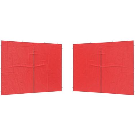Panneau mural pour tente de réception, lot de 2, rouge, 300 x 195 cm, PE et acier. (1/5)
