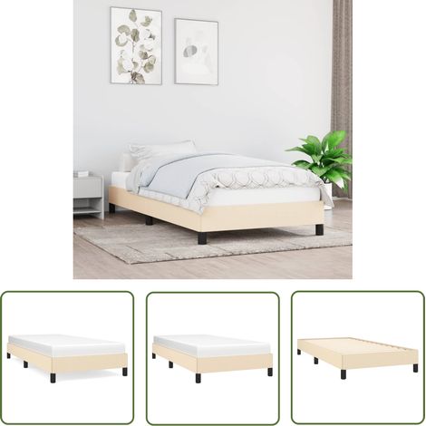 The Living Store Cadre de lit sans matelas crème 90x200 cm tissu - Cadre De Lit - Lit Simple - Lit Crème - Lit Tissu - Meubles Chambre À Coucher (1/5)