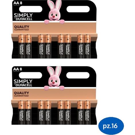DURACELL BATTERIE STILO SIMPLY AA PZ. 16 PILE PROMO