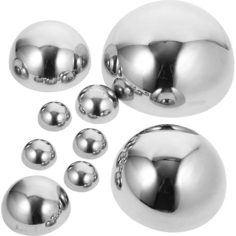 9pcs Sphères Miroir D'extérieur en Acier Inoxydable Poli, Demi-sphère Reflet de Jardin Argentée, Décoration Chic pour Jardin et Centre de Table, Usage Intérieur et Extérieur (1/5)