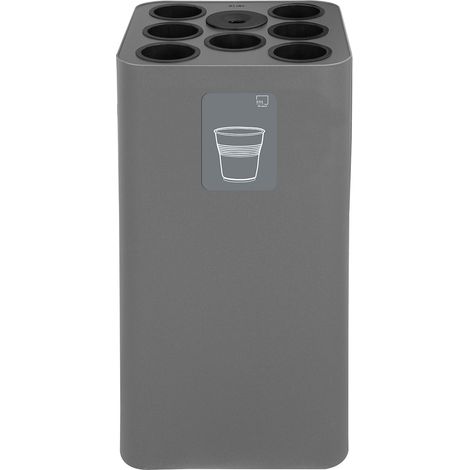 Pattumiera a Bidone da 100 L 38,3x38,3x82,5 cm 7 Scomparti Tubolari e 1 Vaschetta in Acciaio Verniciato Grigio
