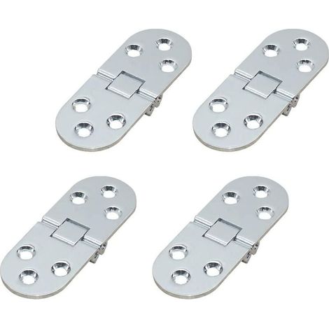Cuatro bisagras de mesa plegables de alta resistencia, bisagras plateadas, bisagras de aleación de zinc, adecuadas para cajones y puertas de escritorio abatibles (3,1 x 1,18 pulgadas) (1/5)