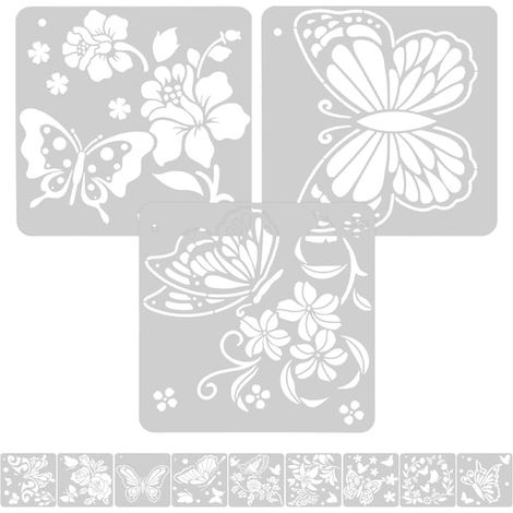 12 feuilles de pochoir papillon pour peinture et loisirs créatifs