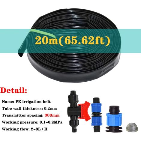 (Espacement 300 mm, 20 m - 5/8'') Ruban d'irrigation goutte à goutte de 16 mm d'épaisseur et 0,2 mm d'espacement, pour serre, exploitation agricole, tuyau d'arrosage poreux, ruban de réparation. (1/5)