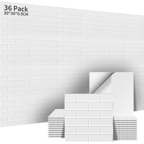 Panneaux Acoustiques Autocollants 36 Pièces 3,24㎡ Blanc Panneaux Acoustiques Muraux Traitement Acoustique et Décoration Mur pour Enregistrement Décoration Gaming Studio 30x30x0.9cm (1/5)
