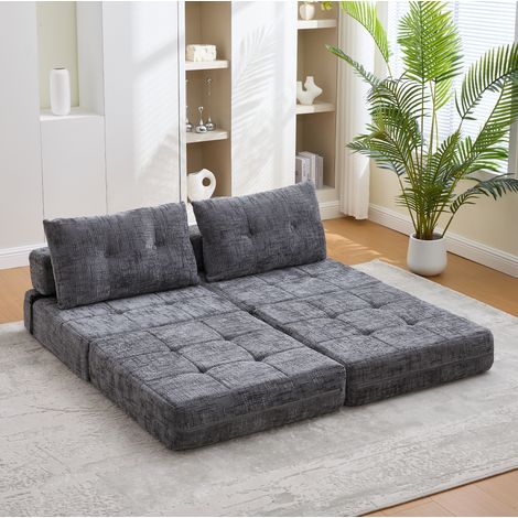 Sofá cama convertible 180x79x18 cm en tejido gris, ahorra espacio para salón FloraGrace (1/5)