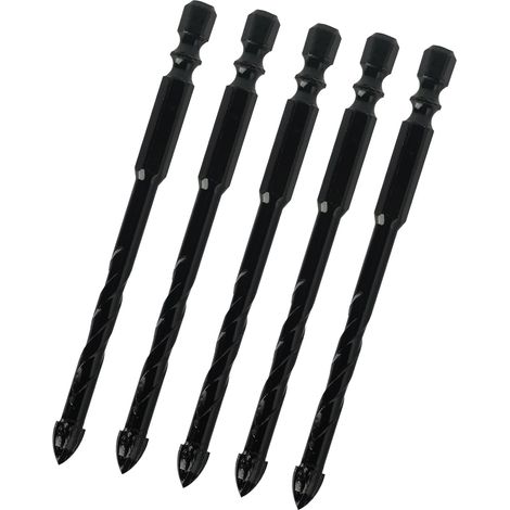 5 Pièces 8mm Ensemble de forets de pour carrelage et verre, Forets Professionnels en Carbure de Tungstène pour Perçage de Céramique, Maçonnerie, Verre, Plastique, Bois, et Métaux Doux (8mm) (1/5)