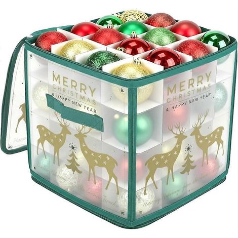 Boîte de rangement pour boules de Noël, 64 compartiments, idéale pour la maison, appartement, école, dortoir ou ferme. (1/5)