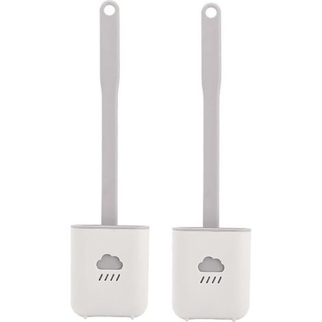 2pcs Brosse WC, Plaque Brosse De Toilettes en Silicone AntibactéRienne Kit Brosse WC Et Support, SéChage Rapide Brosse WC Silico (1/5)