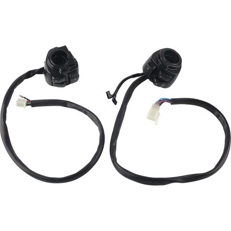 Lot de 2 interrupteurs universels noirs pour guidon de moto (1 pouce) : phare, clignotant, klaxon, commande de vitesse. (1/5)