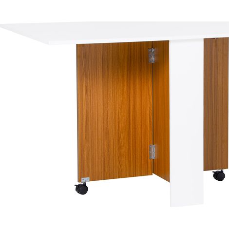 Tavolo Pieghevole Salvaspazio con Ruote Bianco e Legno 120x80x73 cm (1/8)