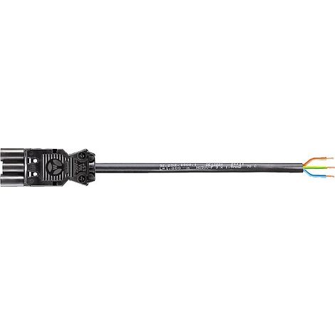 Verbindungsleit. Wieland GST18i3 3,0 m, schwarz, H05VV-F 3G1,5 mm² 3-poliger Stecker - freies Ende
