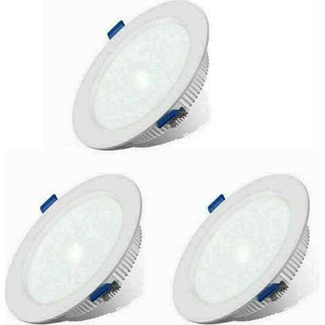 3 Pack LED Spots Encastrables Extra Plat Ultra-mince IP44 12W  Blanc Chaud  Spots de Plafond Lampe Plafonnier pour Salle de Bain Salon Cuisine Couloir [Classe énergétique A+] (1/2)