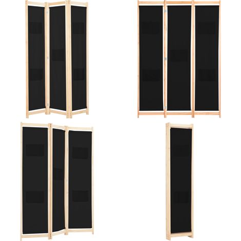 3-teiliger Raumteiler Schwarz 120 x 170 x 4 cm Stoff - Raumteiler - Trennwand - Schiebetür - Wohnzimmerdeko - Schlafzimmereinrichtung - Home & Living (1/5)