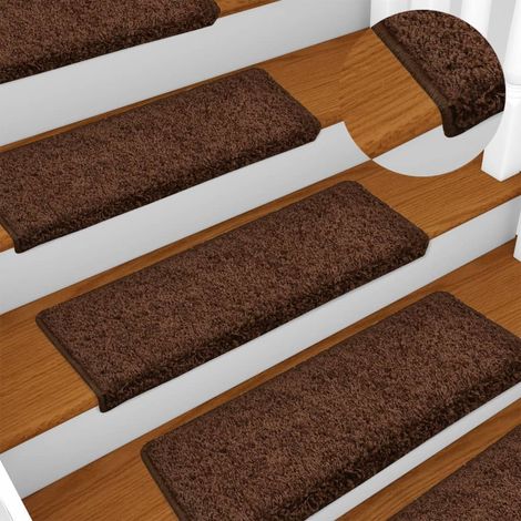 Tapis d'escalier 10 pcs,Marchettes d'escalier,Protections d'escalier 65x21x4 cm Marron DVNEI191252 (1/5)