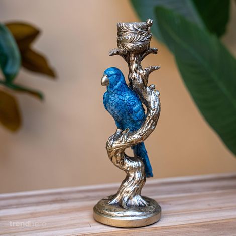 Bougeoir Décoratif en Forme d'Oiseau Style Moderne pour Intérieur Bleu 10 x 9 x 26 cm - PANGIVO